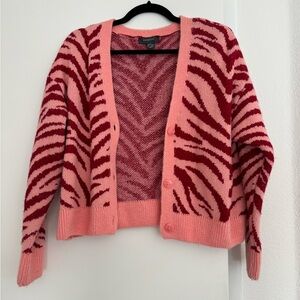 Primark Pink and Red Tiger Stripe Button Up Cardigan